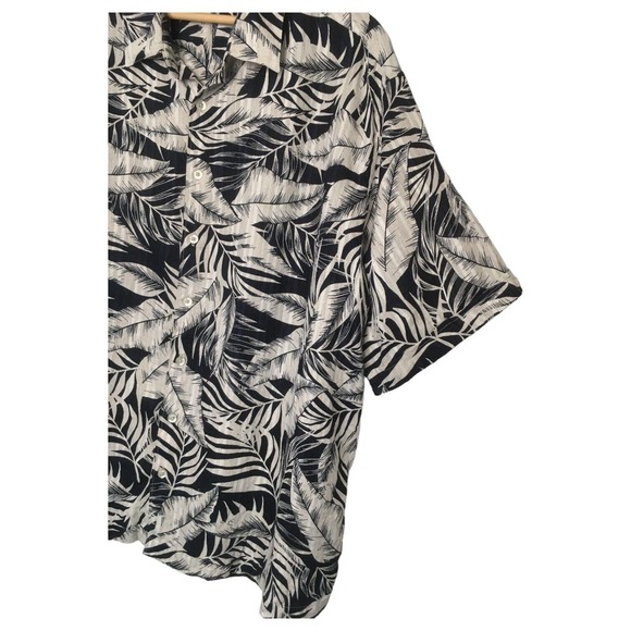 Cubavera Shirt Mens 2X Linen Palm Leaves Short Sleeve Button Up Hawaiian Black - Picture 9 of 12